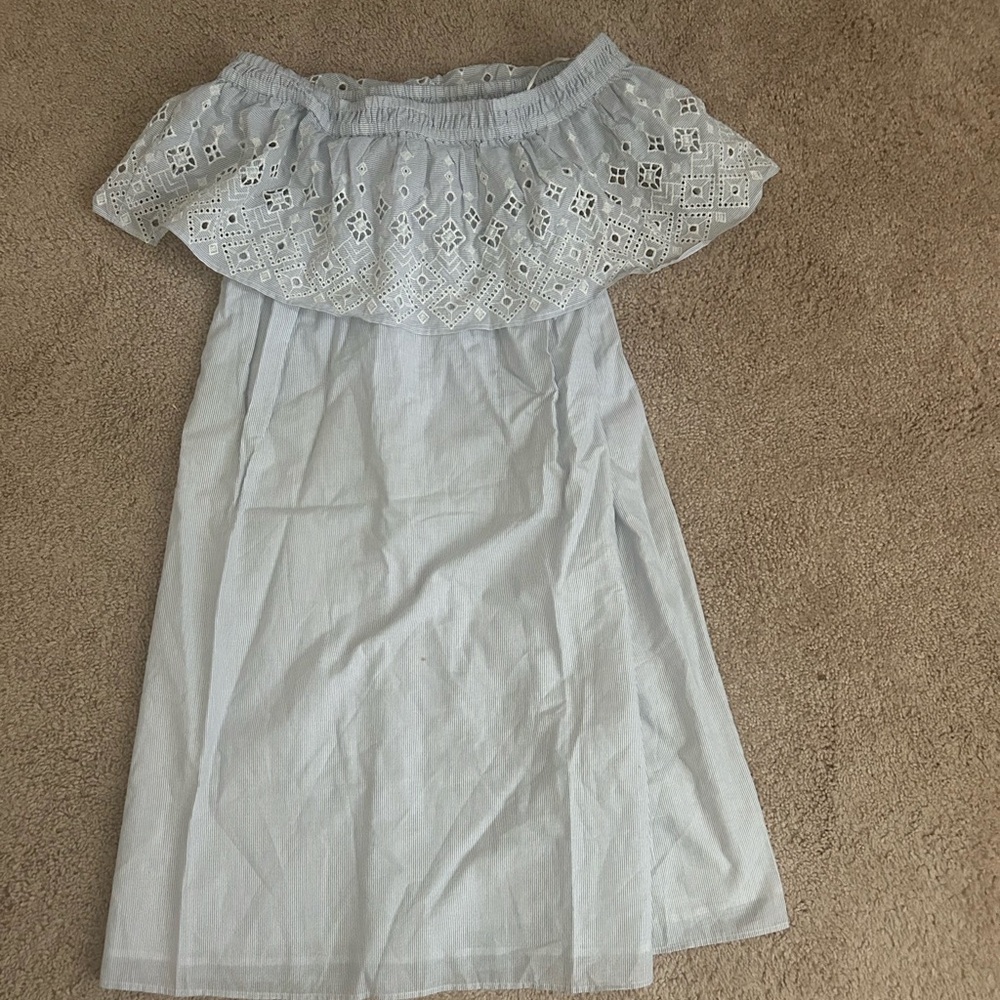 LOFT Light Blue Eyelet Dress